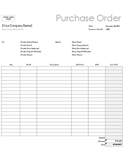 Purchase order form template