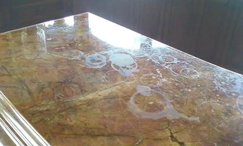 Water stains on countertop.