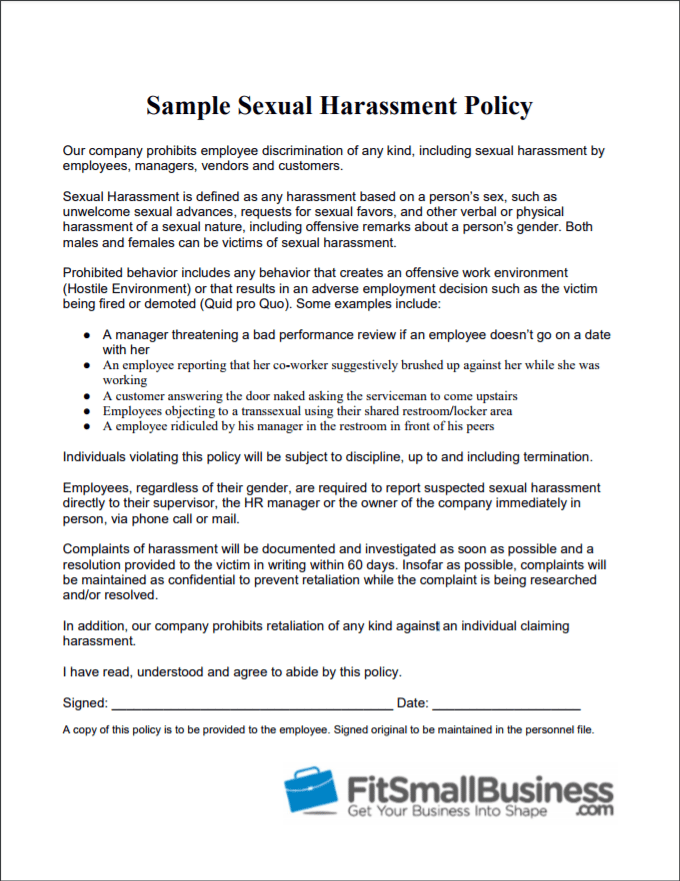 Sexual Harassment Policy Guide With Free Template 0410