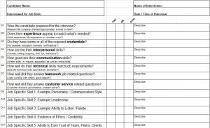 Complex Interview Evaluation Form