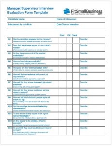 Manager Interview Evaluation Form