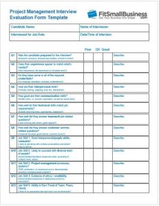 Project Manager Interview Evaluation Form