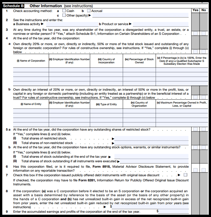 Irs Form 1120s Definition Download And Filing Instructions 3058