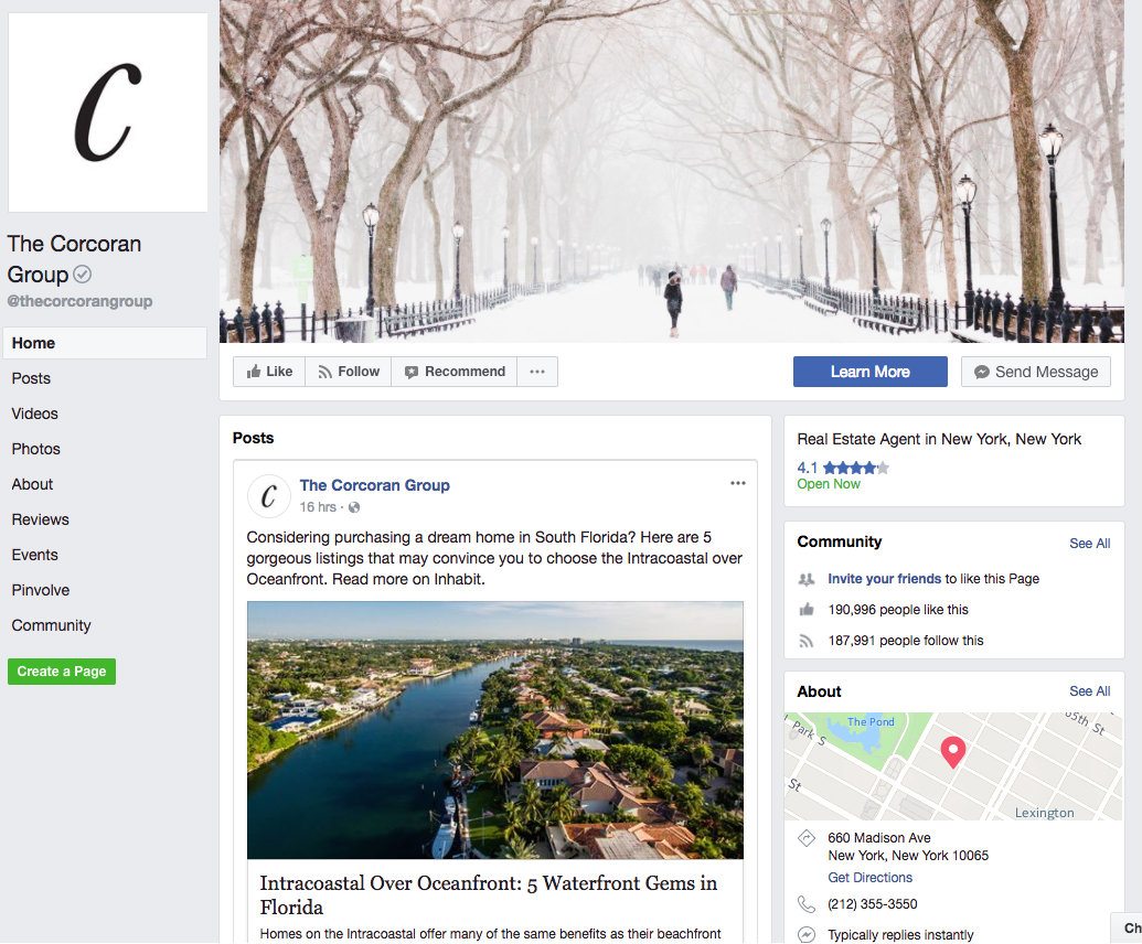 Corcoran real estate Facebook post - Facebook for Realtors