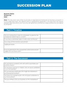 business succession plan sample