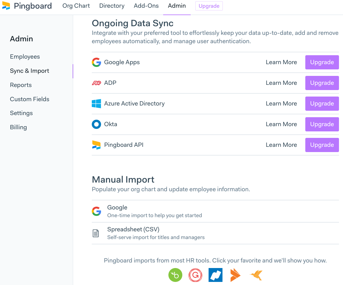 Examples of data sync and importing tools