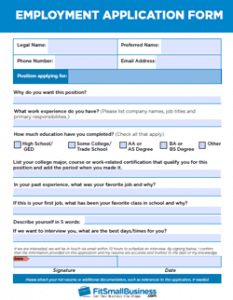 Employment Application Form Template from fitsmallbusiness.com