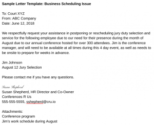 sample jury letter duty postpone How Free & Accommodate Policy Sample Duty: to Jury It