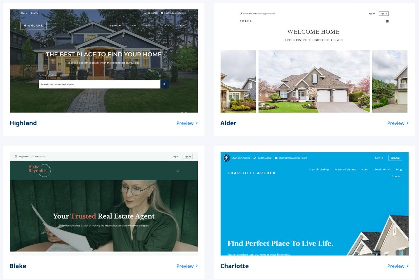 Placester beautiful and professional real estate website templates.