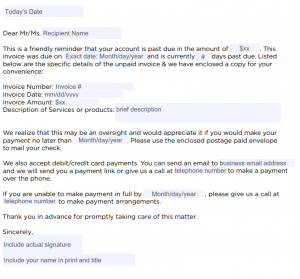 Accounts receivable collection letter template