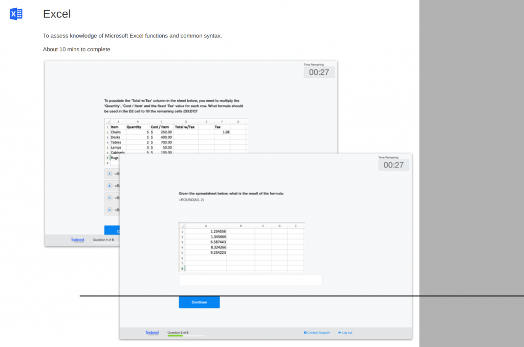 spreadsheets with microsoft excel indeed assessment