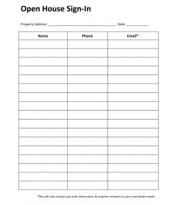 3 free real estate open house sign in sheet templates