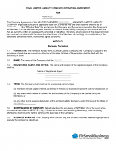 Operating Agreement For Corporation Template from fitsmallbusiness.com