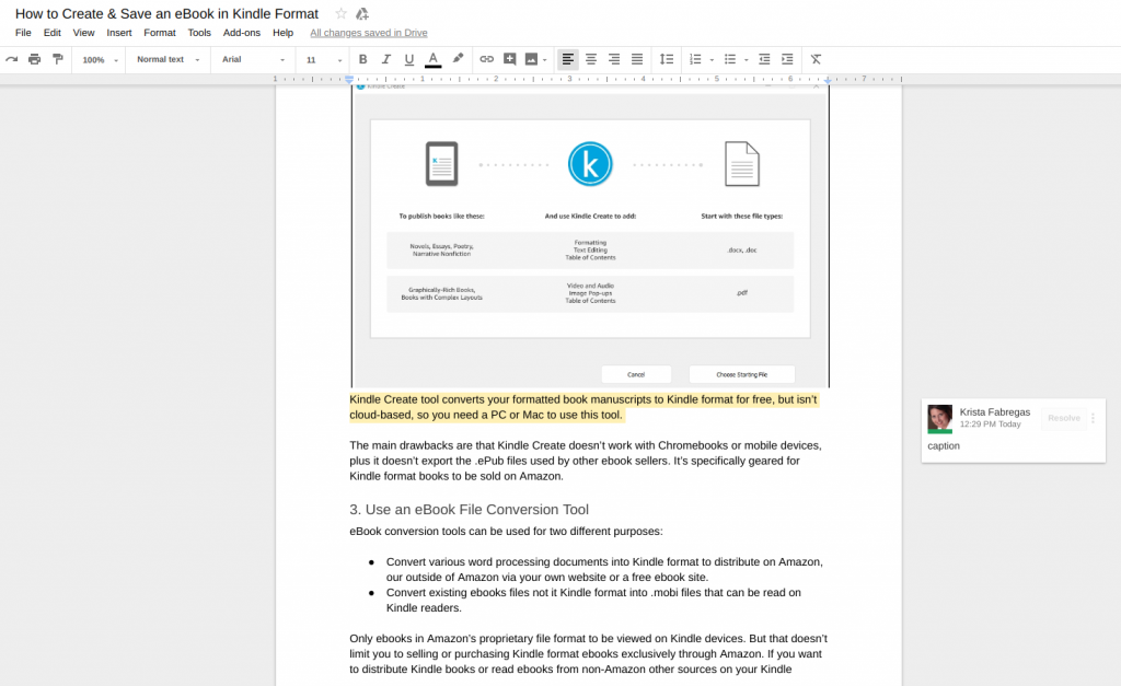 how to use google docs for kdp