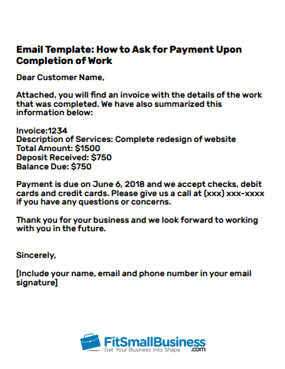 email a nice reminder about compensation owed to you