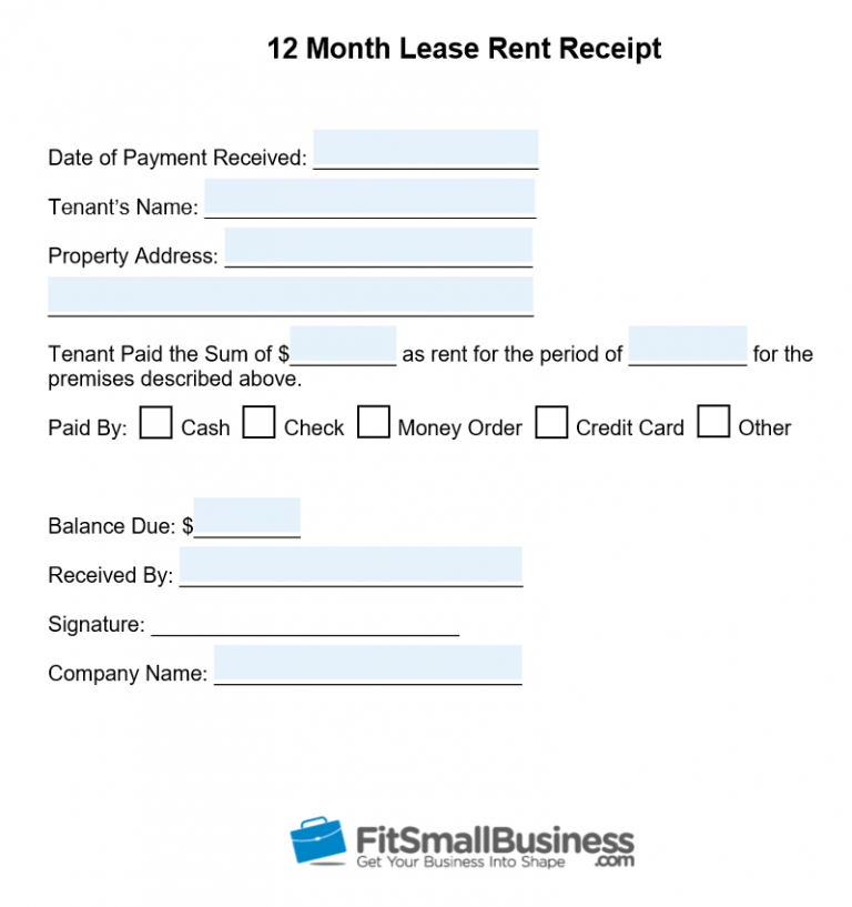 Monthly Rent Payment Receipt Template