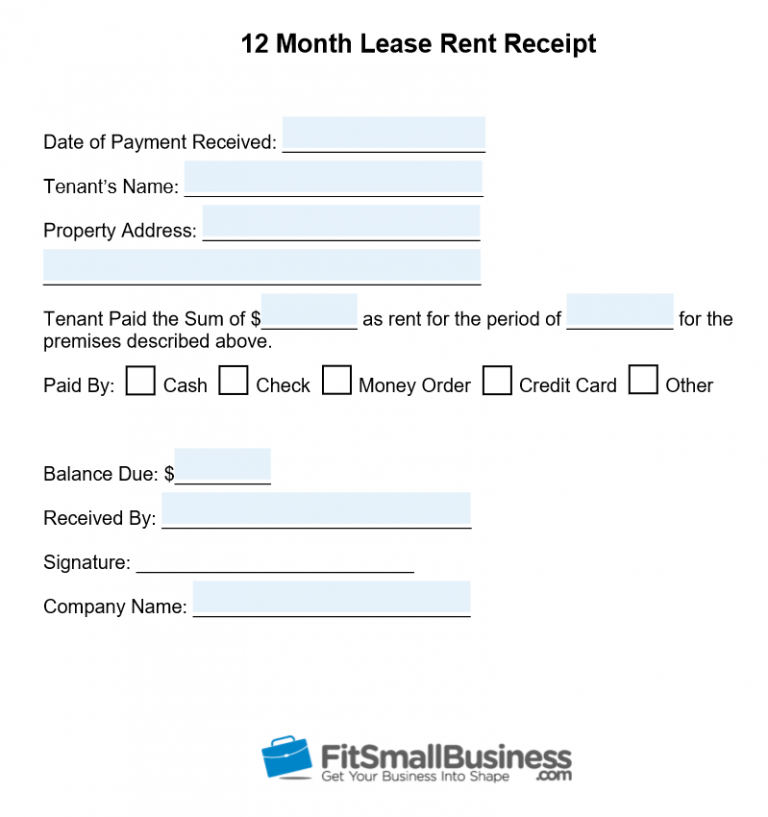 free printable rent receipt template download