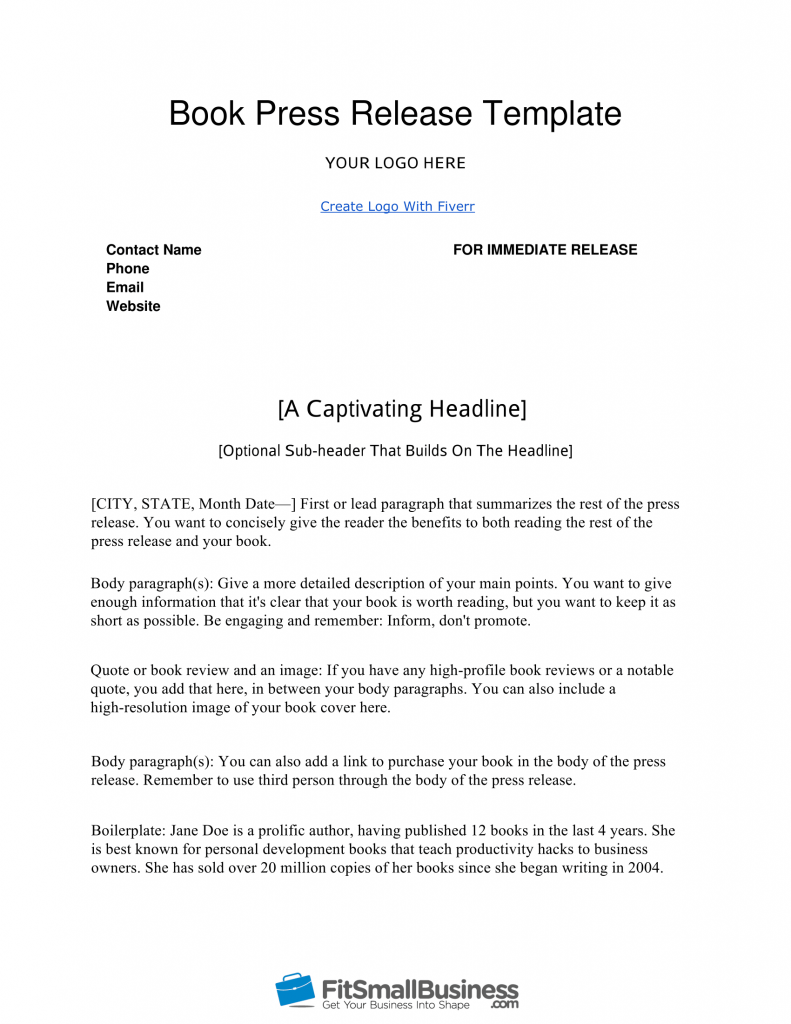 Writing A Press Release Template