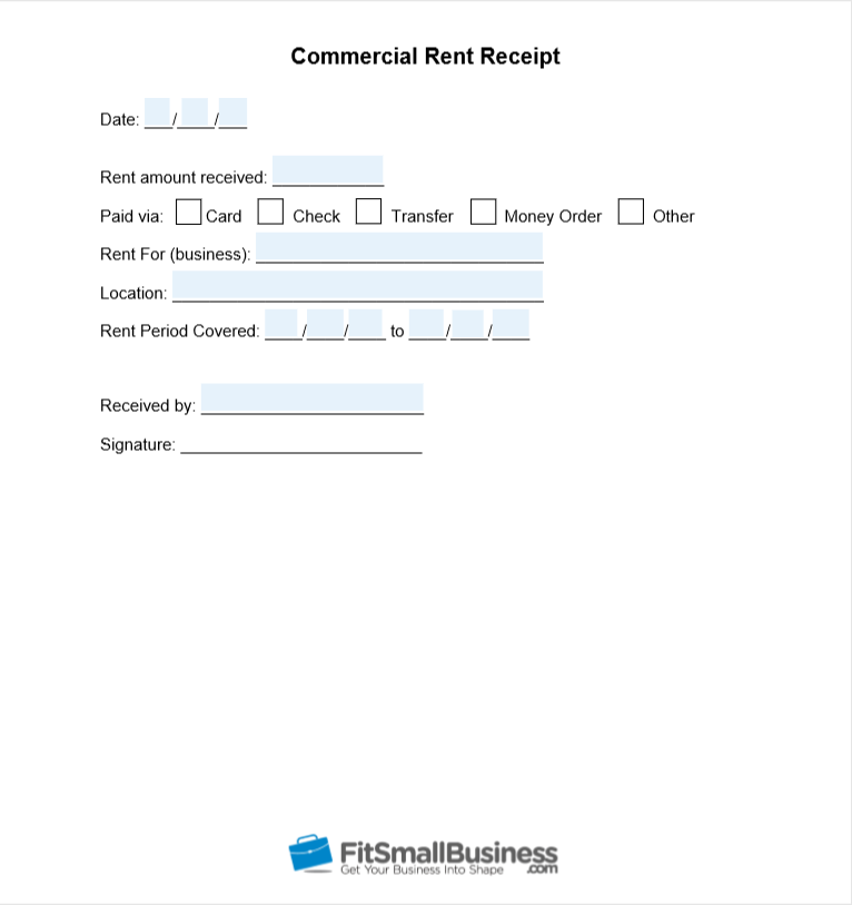 Free Printable Rent Receipt Template Download