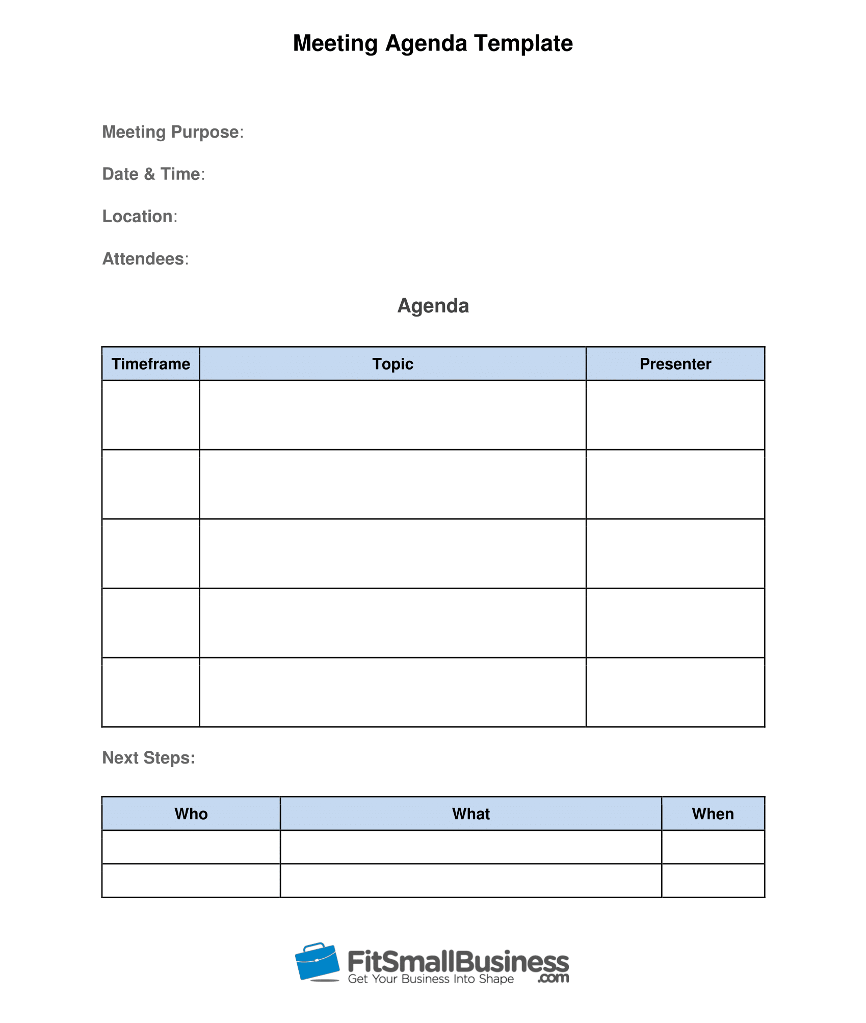 Meeting Talking Points Template PDF Template