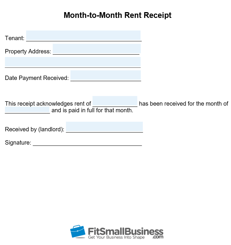 free printable rent receipt template download