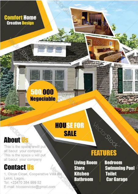 VectorStock real estate flyer template