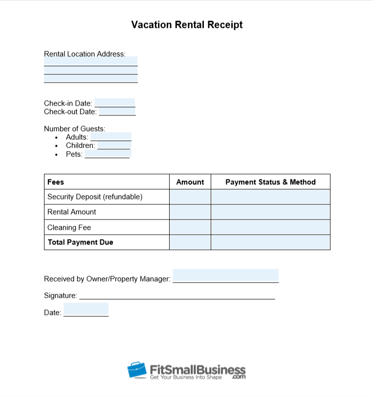 Free Printable Rent Receipt Template Download