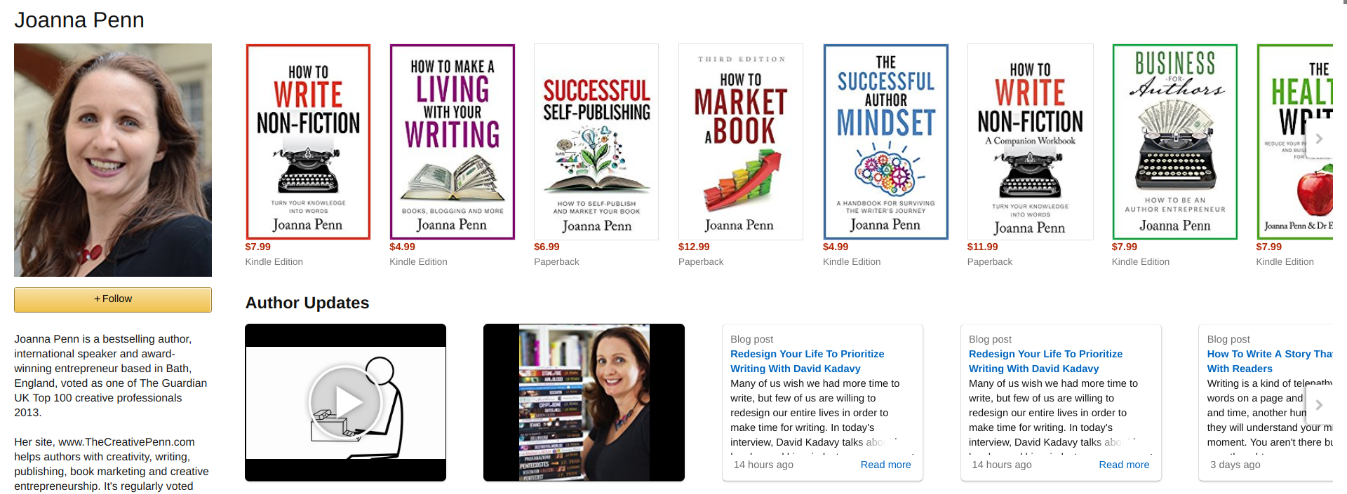Joanna Penn - Amazon Author Page - kindle direct publishing