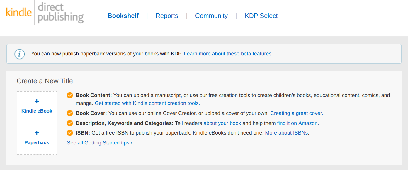 KDP - Amazon Kindle Direct Publishing - create an ebook listing