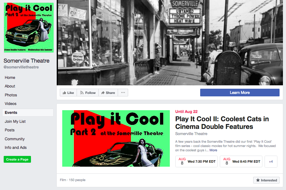 Somerville Theatre - facebook page template