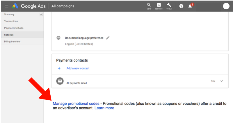 código promocional do google adwords