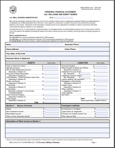 Small business administration sba form 413 pdf