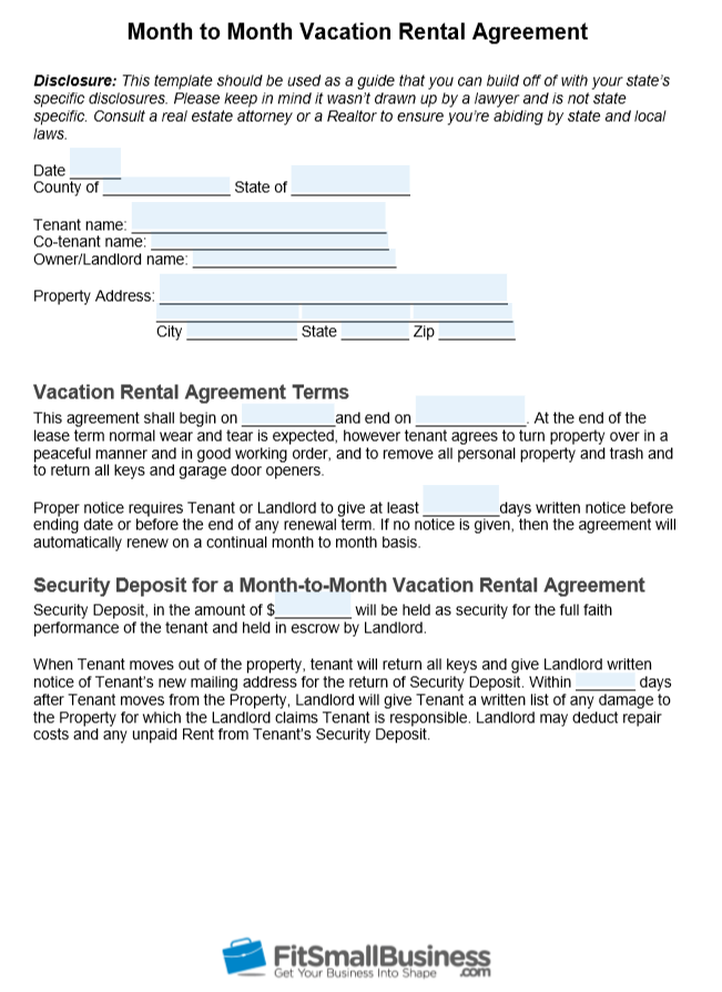 Free MonthtoMonth Rental Agreement Template