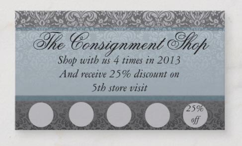 Punch Card Template for a Consignment Shop by Zazzle.