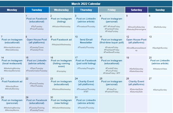 Social Media Content Calendar Real Estate The Ultimate Real Estate