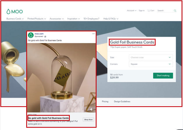 facebook landing page