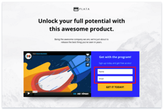 facebook landing page