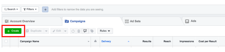 facebook landing page