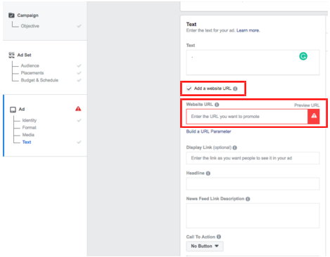 facebook landing page