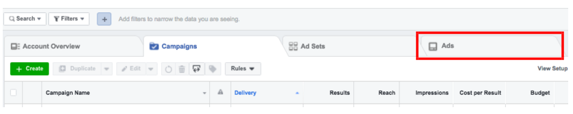 facebook landing page