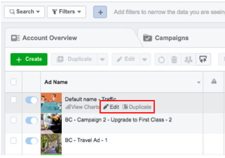 facebook landing page