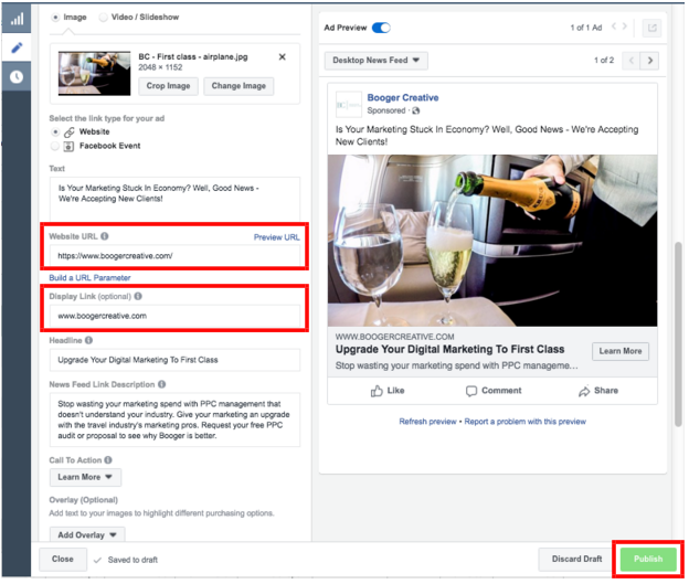 facebook landing page