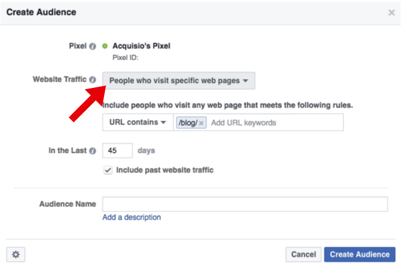 Trafic du site Web - reciblage Facebook