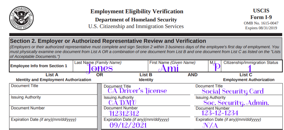 c card i-9 list social security [ I Steps Out 9 How 5 to Fill Examples] Form in the