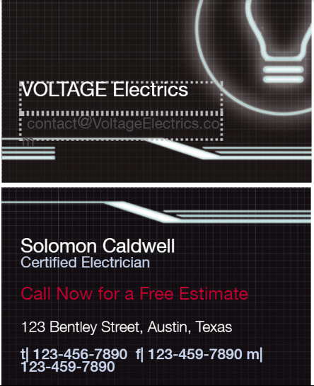 Top 25 Electrician Business Cards from Around the Web