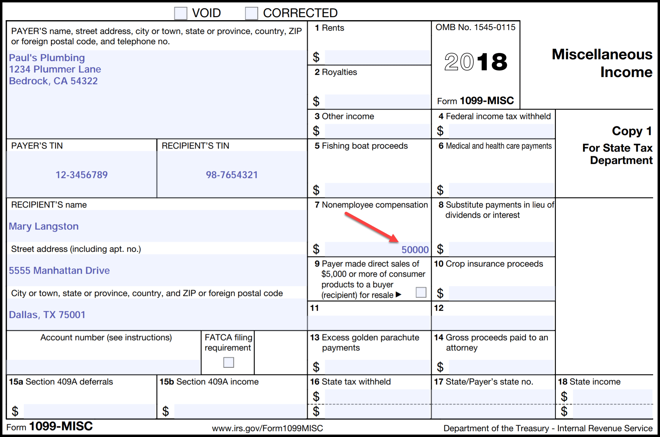 sample of 1099 form
 IRS Form 8 Reporting for Small Business Owners
