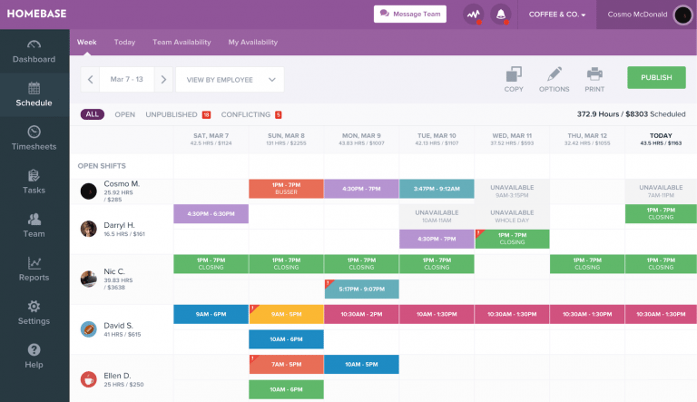 Employee scheduling system and customers viewpor