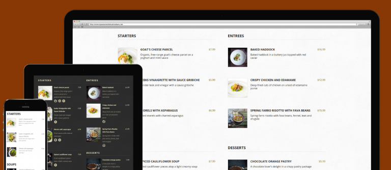Responsive Website Restaurant Menu - menu template