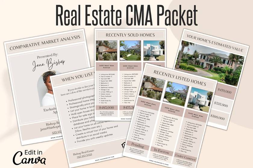 Etsy real estate CMA packet template.