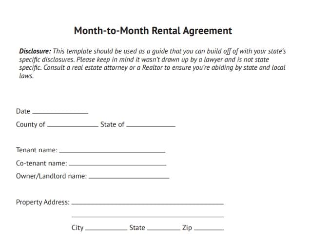 month rental agreement template